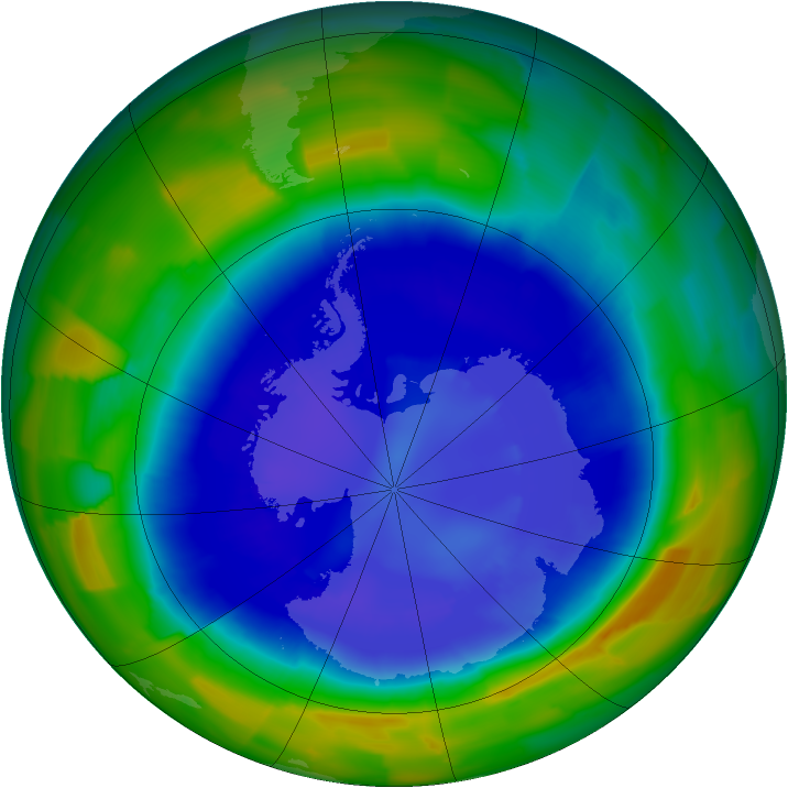 Antarctic ozone map for 06 September 2011
